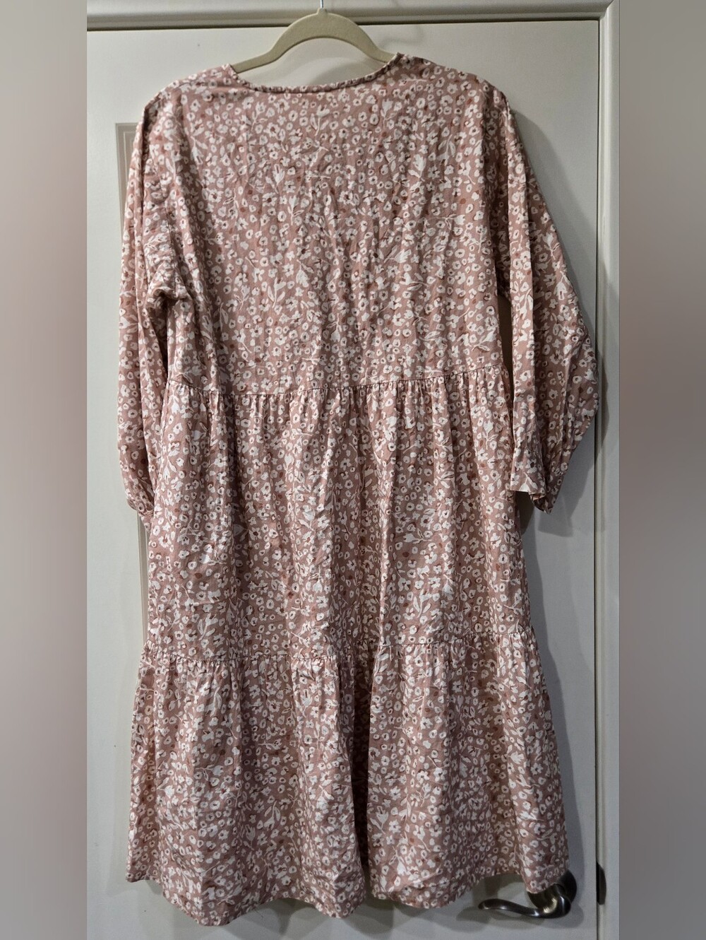 Reistor Floral Dusty Rose Long-Sleeve 100% Organic Cotton Dress - Picture 3 of 9